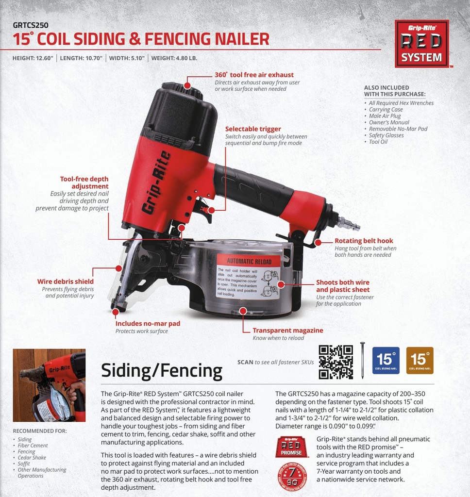 Grip-Rite Nail Gun 15 Degree Wire Plastic Coil