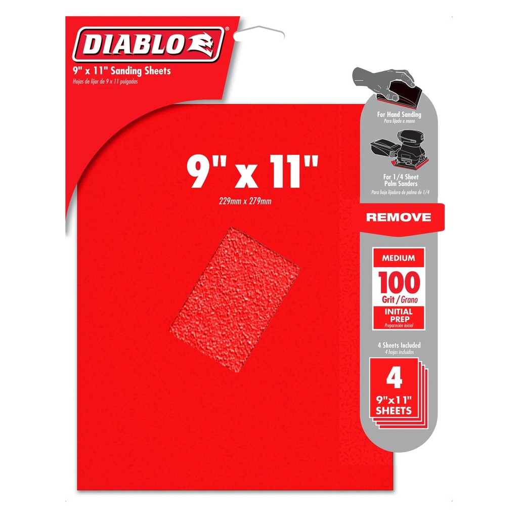 Diablo 9x11 Sandpaper 100 Grit 4-Pack