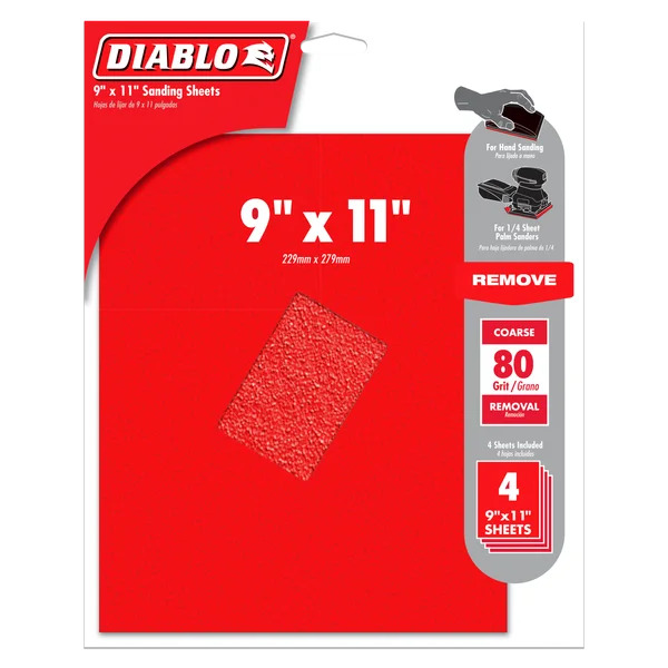 Diablo 9x11 Sandpaper 80 Grit 4-Pack