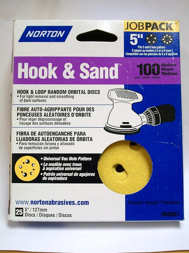 Norton 04061 Hook and Loop 5" Sanding Disc 100 Grit - 25/Box