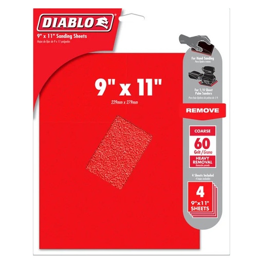 [FREDCS911060S04G] Diablo 9X11 Sandpaper, 60 Grit 4/Pk - DCS911060S04G