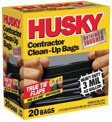 Husky Contractor Clean Up Bags 3 Mil 42 Gal 20 Pack