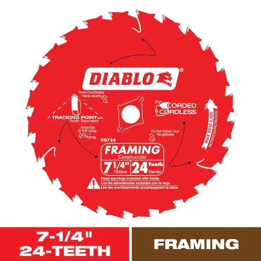 Diablo 7.25" Circular Saw Blade 24 Teeth
